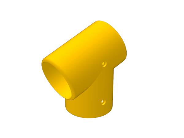 There is a 3-way 60 degree FRP/GRP handrail fitting on the white background.