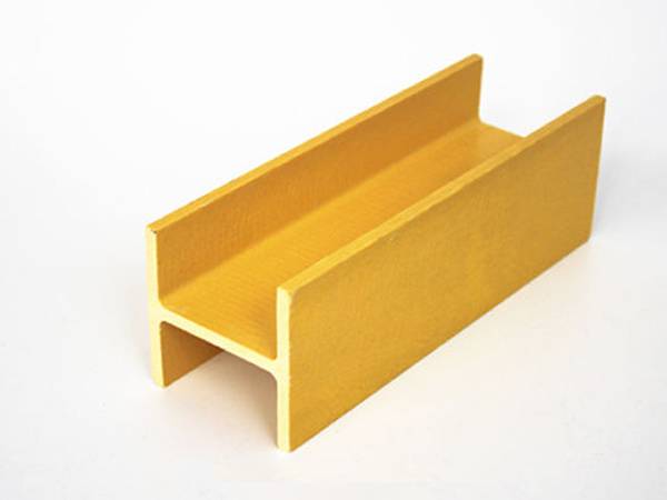 A yellow wide flange beam on gray background.
