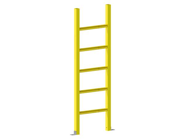 A yellow FRP/GRP fixed ladder is mounted onto floor with floor mount bracket.