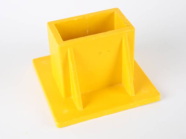 There is a square base FRP/GRP handrail fitting on the white background.