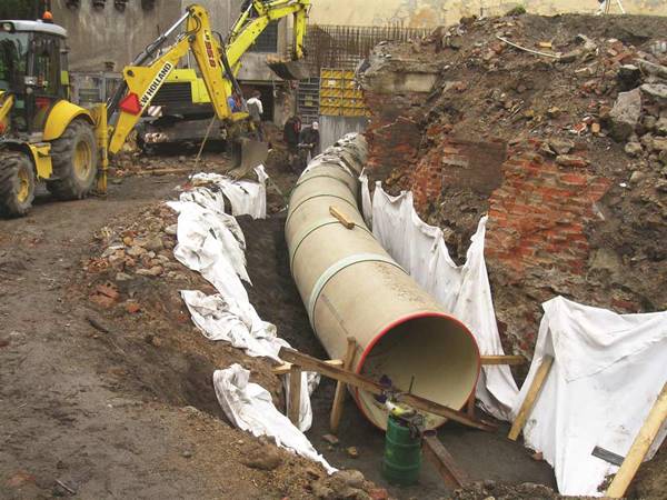 A construction sites with FRP pipes are installation. 