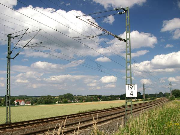 Railway overhead contact line made by FRP/GRP rods.