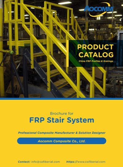 yellow FRP stairs and gratings in the workshop.