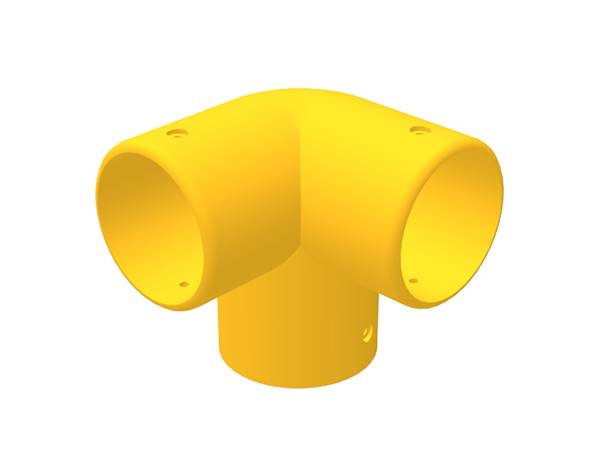 There is a 3-way corner FRP/GRP handrail fitting on the white background.