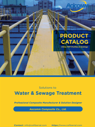 Yellow handrails and walkways are installed in the sewage treatment plant.